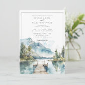 Mountain Lake Waterverf Forest Trees Wedding Kaart (Staand voorkant)