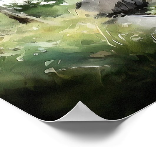 Mountain Lake Waterverf Schilderij Art Print (Hoek)