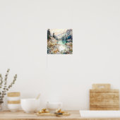 Mountain Lake Waterverf Schilderij Art Print (Keuken)