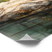 Mountain Lake Waterverf Schilderij Art Print (Hoek)