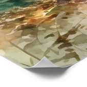 Mountain Lake Waterverf Schilderij Art Print (Hoek)