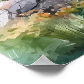 Mountain Lake Waterverf Schilderij Art Print (Hoek)