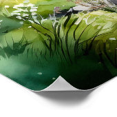 Mountain Lake Waterverf Schilderij Art Print (Hoek)