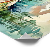 Mountain Lake Waterverf Schilderij Art Print (Hoek)