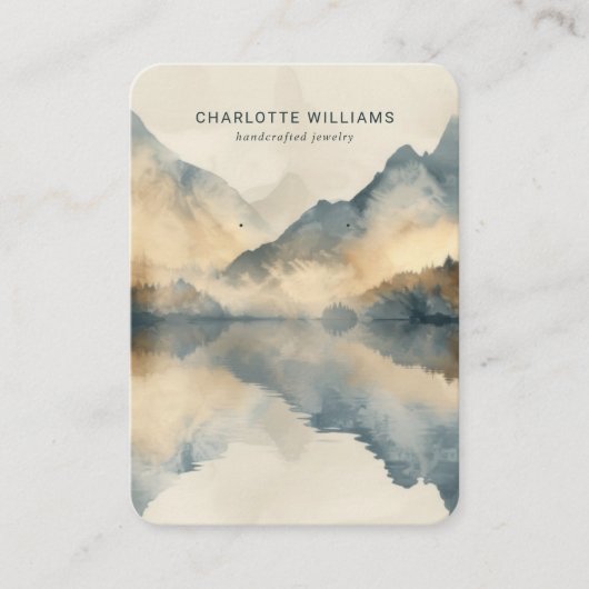 Mountain Lake Waterverf Sieraden Display Kaart Visitekaartje (Voorkant)