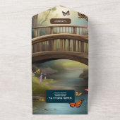 Mountain Lake Waterverf Tree Bruiloft All In One Uitnodiging (Buitenkant)