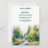 Mountain Lake Waterverf Tree Bruiloft Kaart (Voorkant)