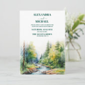 Mountain Lake Waterverf Tree Bruiloft Kaart (Staand voorkant)