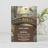 Mountain Lake Waterverf Tree Bruiloft Kaart (Staand voorkant)