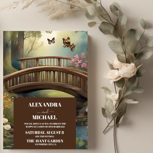 Mountain Lake Waterverf Tree Bruiloft Kaart