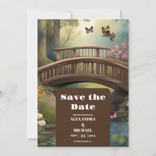 Mountain Lake Waterverf Tree Bruiloft Save The Date (Voorkant)