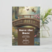 Mountain Lake Waterverf Tree Bruiloft Save The Date (Staand voorkant)