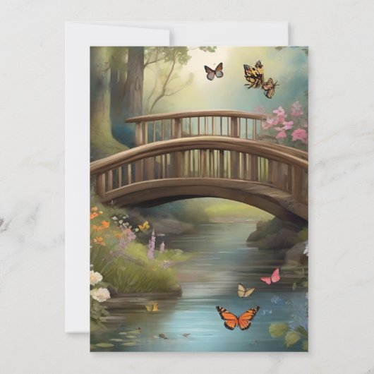 Mountain Lake Waterverf Tree Bruiloft Save The Date (Achterkant)