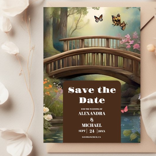 Mountain Lake Waterverf Tree Bruiloft Save The Date