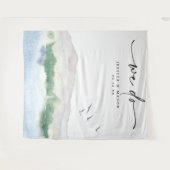 Mountain Lake Wedding Backdrop Foto Booth Wandkleed (Voorkant (horizontaal))