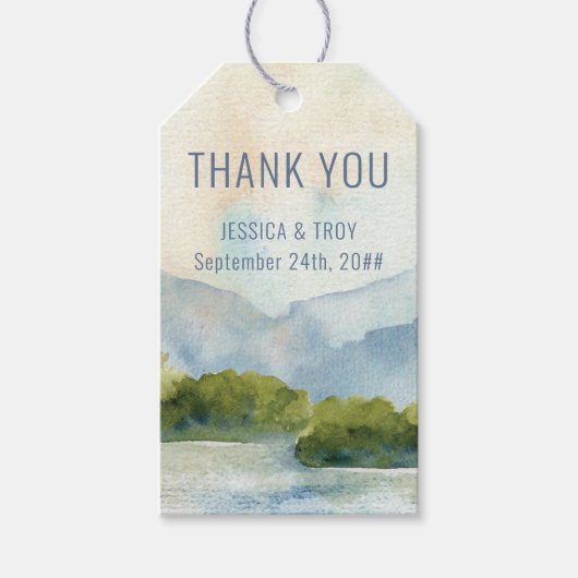 Mountain Lake Wedding Bedankt Cadeaulabel (Voorkant)