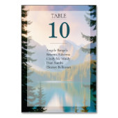 Mountain Lake Wedding Guest List Tafel Kaart (Achterkant)