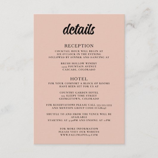 Mountain Lake Wedding Informatiekaartje (Voorkant)