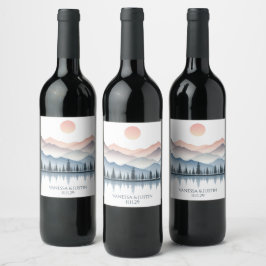 Mountain Lake Wedding Wijn Etiket