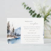 Mountain Lake Winter Landschap bruiloft receptie Informatiekaartje (Staand voorkant)
