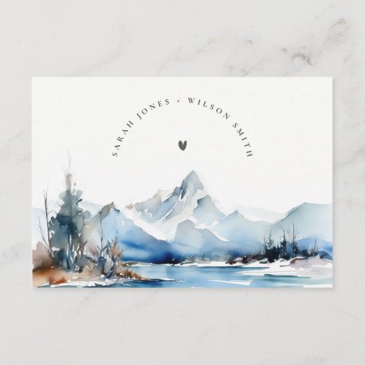 Mountain Lake Winter Landschap bruiloft receptie Informatiekaartje (Achterkant)