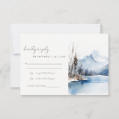 Mountain Lake Winter Landschap bruiloft receptie RSVP Kaartje (Voorkant)