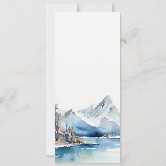 Mountain Lake Winter Landschap Wedding Menu Kaart (Achterkant)