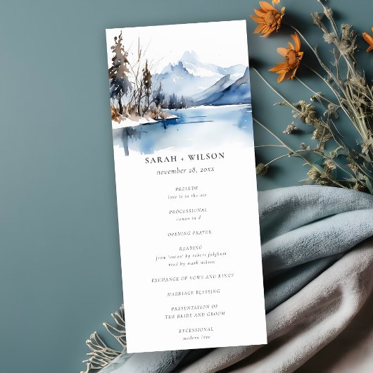Mountain Lake Winter Landschap Wedding Programma