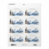Mountain Lake Winter Sneeuw Landschap Adres Etiket (Full Sheet)