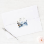 Mountain Lake Winter Sneeuw Landschap Adres Vierkante Sticker (Envelop)