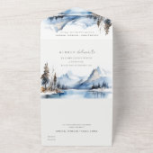 Mountain Lake Winter Sneeuw Landschap Wedding All In One Uitnodiging (Buitenkant)
