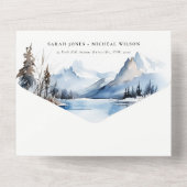 Mountain Lake Winter Sneeuw Landschap Wedding All In One Uitnodiging (Achterkant)