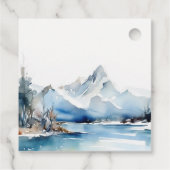 Mountain Lake Winter Sneeuw Landschap Wedding Bedankjes Labels (Achterkant)