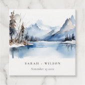 Mountain Lake Winter Sneeuw Landschap Wedding Bedankjes Labels (Voorkant)
