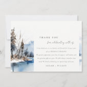 Mountain Lake Winter Sneeuw Landschap Wedding Bedankkaart (Voorkant)