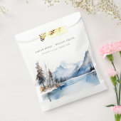 Mountain Lake Winter Sneeuw Landschap Wedding Bedankzakje (Gezegeld)