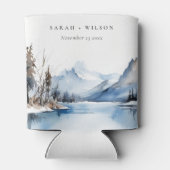Mountain Lake Winter Sneeuw Landschap Wedding Blikjeskoeler (Achterkant)