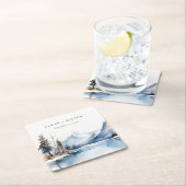 Mountain Lake Winter Sneeuw Landschap Wedding Kartonnen Onderzetters (Insitu)