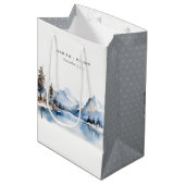 Mountain Lake Winter Sneeuw Landschap Wedding Medium Cadeauzakje (Voorkant Gekanteld)