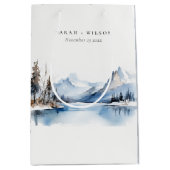 Mountain Lake Winter Sneeuw Landschap Wedding Medium Cadeauzakje (Voorkant)