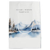 Mountain Lake Winter Sneeuw Landschap Wedding Medium Cadeauzakje (Achterkant)