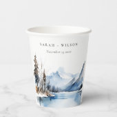 Mountain Lake Winter Sneeuw Landschap Wedding Papieren Bekers (Achterkant)