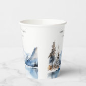 Mountain Lake Winter Sneeuw Landschap Wedding Papieren Bekers (Links)