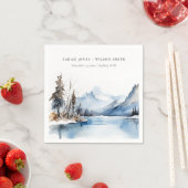 Mountain Lake Winter Sneeuw Landschap Wedding Servet (Insitu)