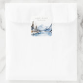 Mountain Lake Winter Sneeuw Landschap Wedding Vierkante Sticker (Tas)