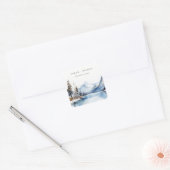 Mountain Lake Winter Sneeuw Landschap Wedding Vierkante Sticker (Envelop)