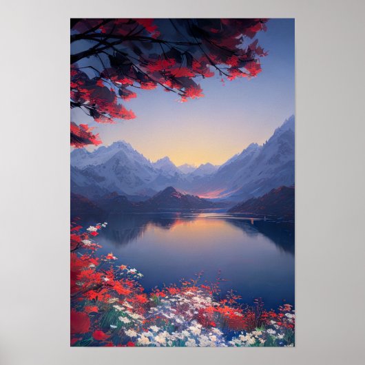 Mountain Lake's Floral Symphony Poster (Voorkant)