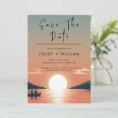 Mountain Lakeside Forest Outdoor Lake Bruiloft Save The Date (Staand voorkant)