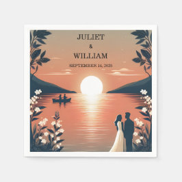 Mountain Lakeside Forest Outdoor Lake Bruiloft Servet