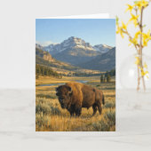 Mountain Landscape American Bison Blank Kaart (Gele Bloem)